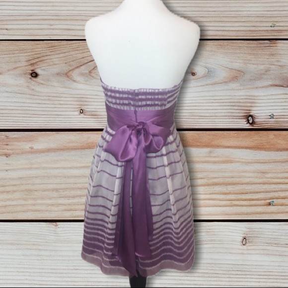 BCBGMAXAZRIA Purple Striped strapless dress -Size 0 - Picture 2 of 11